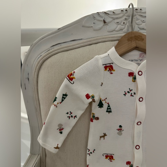 🎅 Baby Newborn Size Waffle Knit Christmas Footie Onesie NWT - Picture 4 of 8